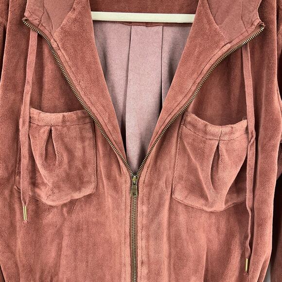Young Fabulous & Broke Velour Hoodie Zip Sweatshirt Rust Medium NWOT - Picture 4 of 7